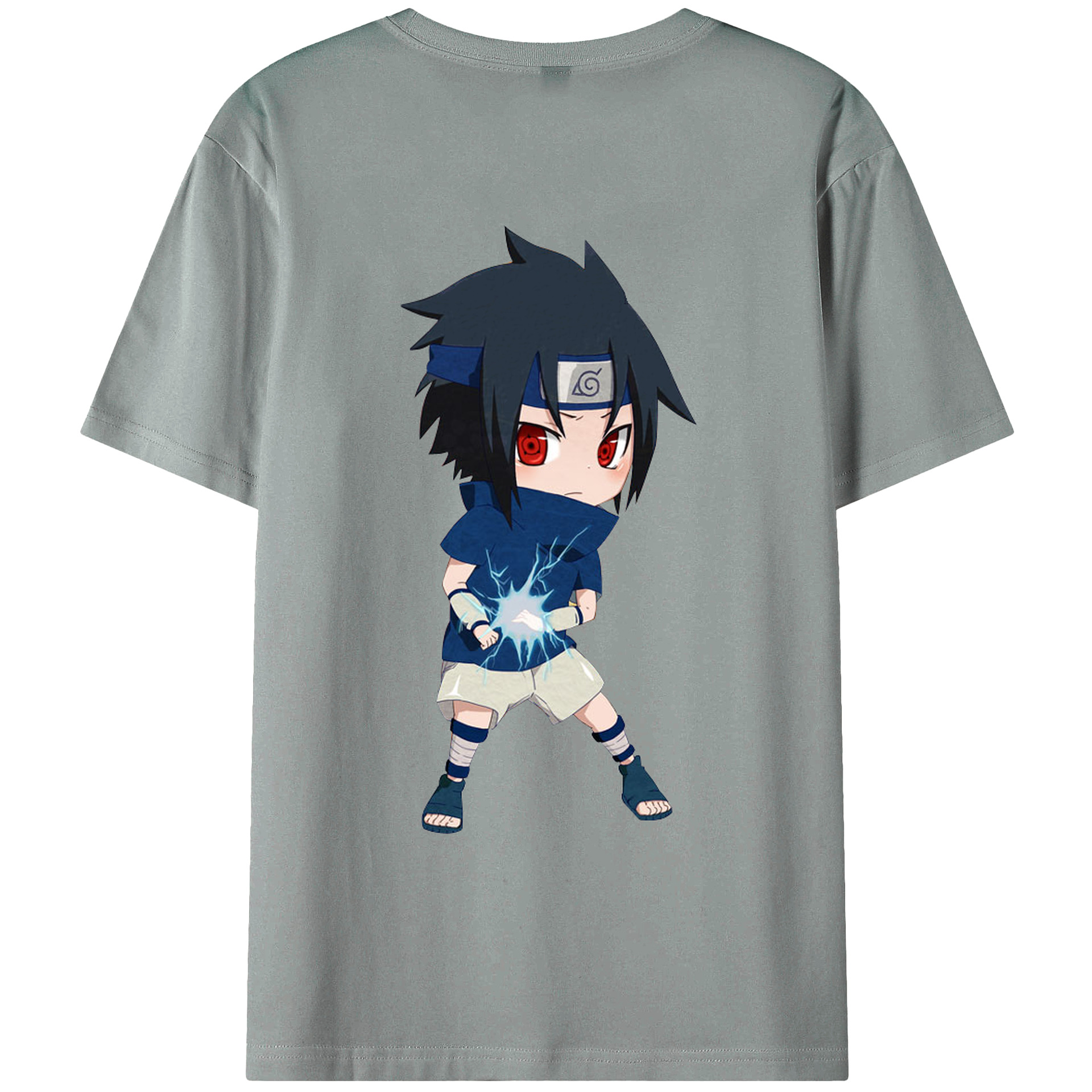（画像用） NARUTO -ナルト- うちは サスケ Uchiha Sasuke 綿100％ メンズ半袖Tシャツ（バックプリント） 通気性